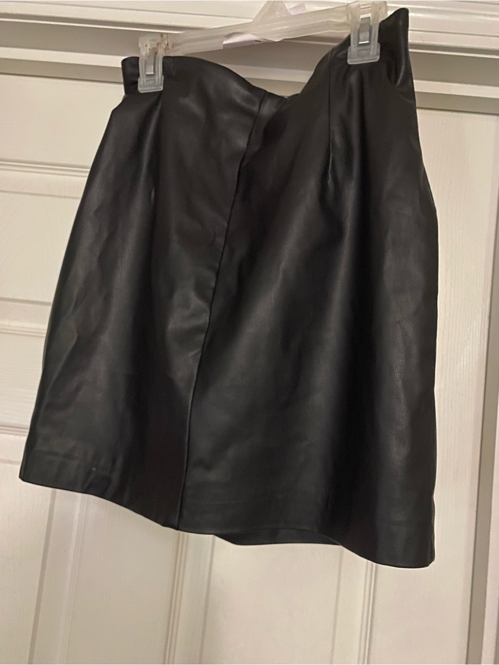 Women's Black Faux Leather A-Line Skirt